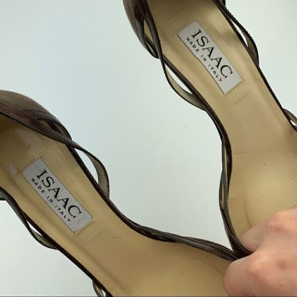 Isaac heels 8.5 brown army green Italian leather old money corp core 90s y2k - Picture 10 of 12